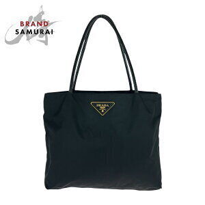 Prada Tessuto triangular logo plate black Nylon tote shoulder bag